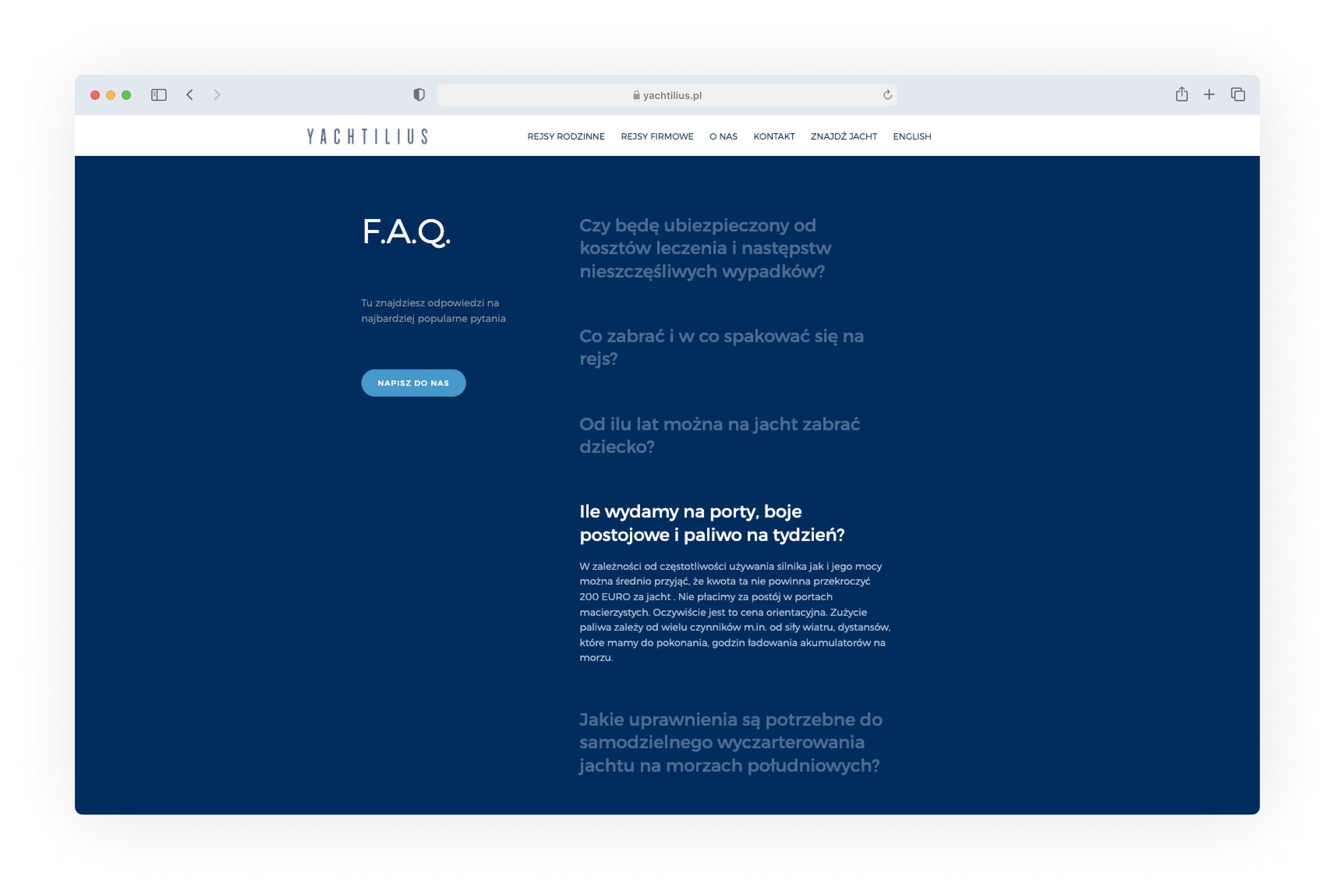 FAQ page with common client questions