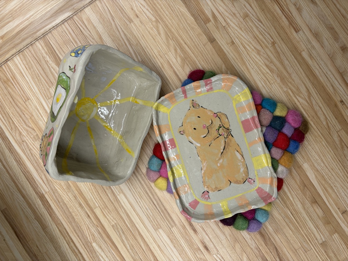 Inside the butter dish