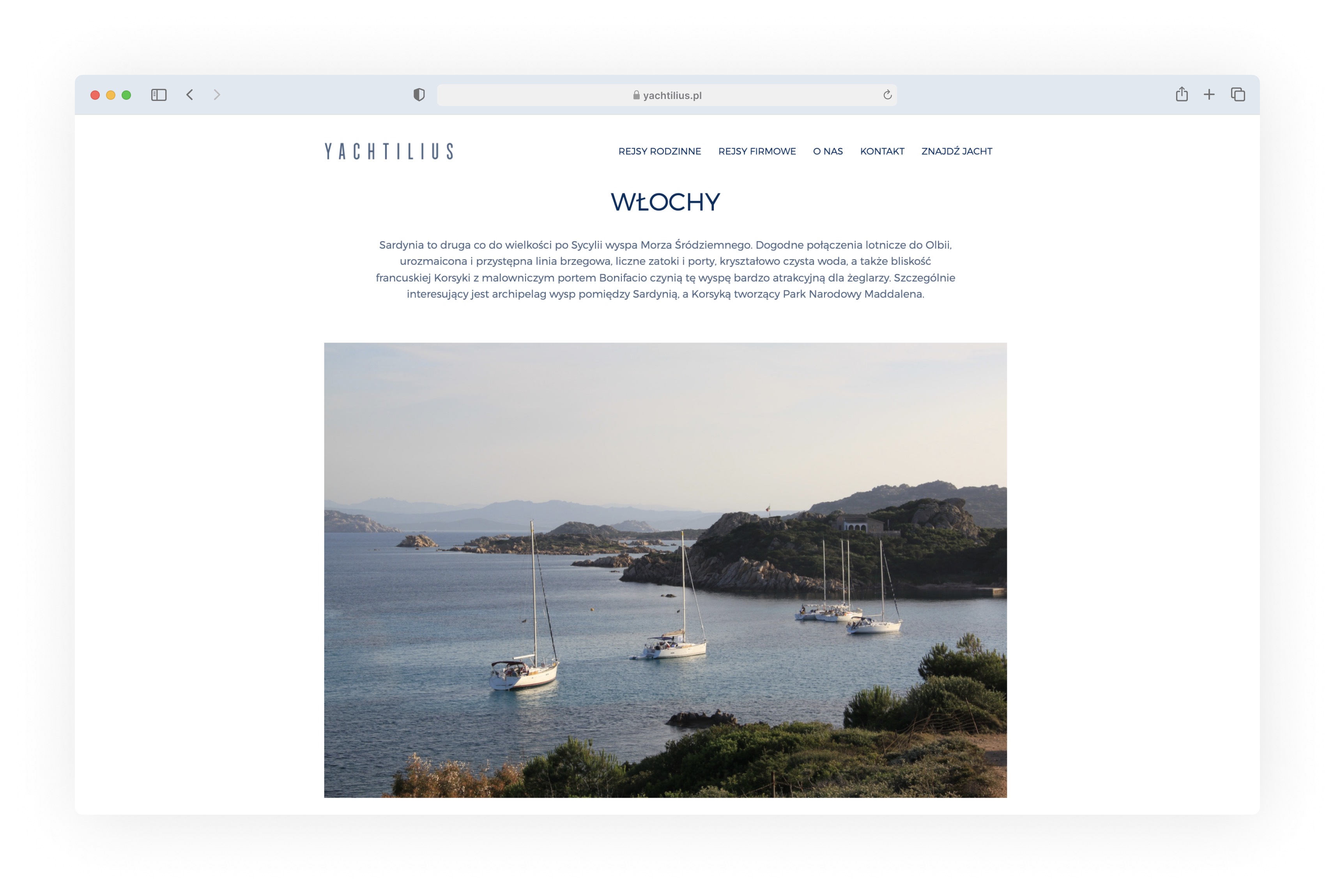 Italy country page with destination details