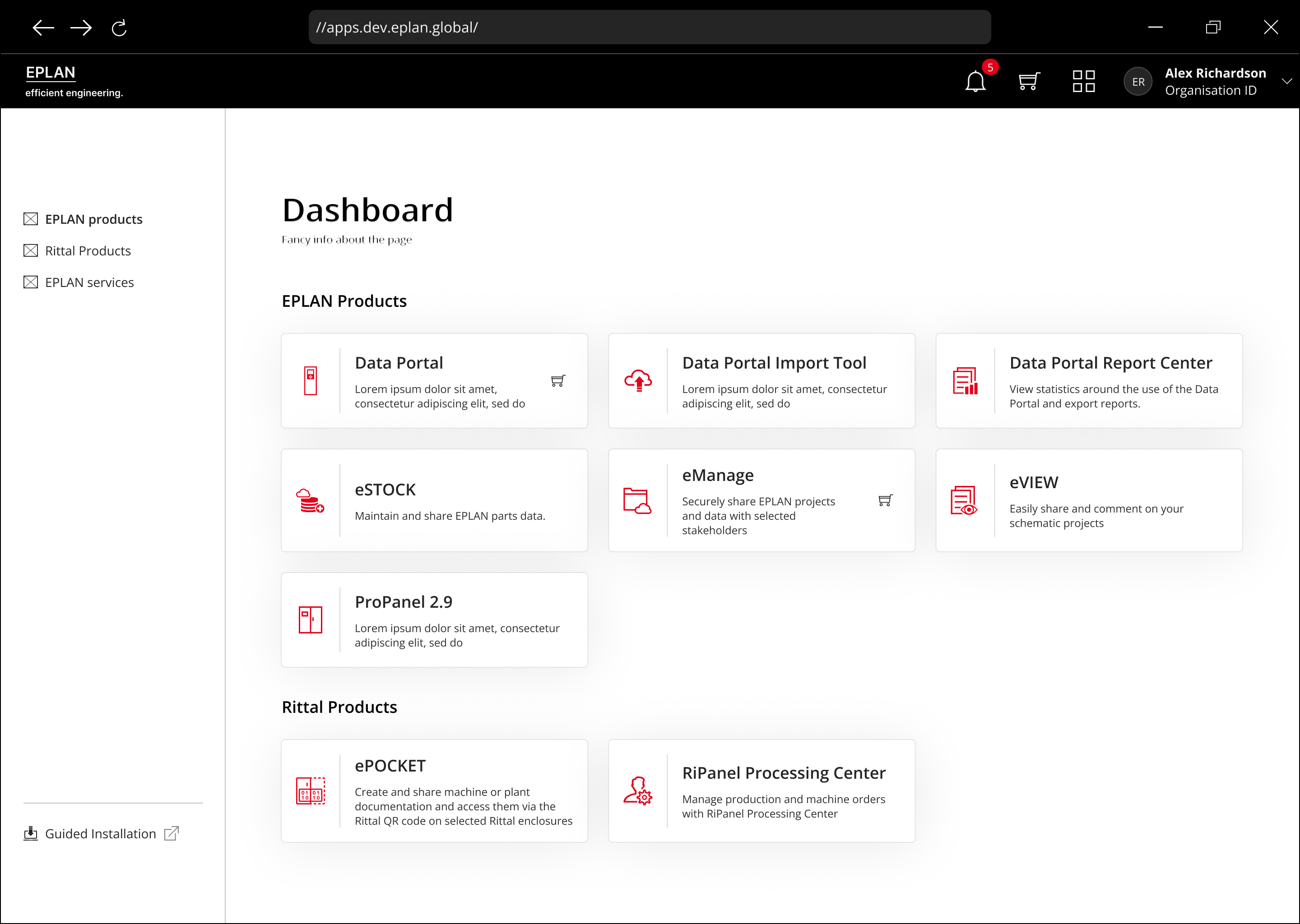Tile in production - dashboard navigation