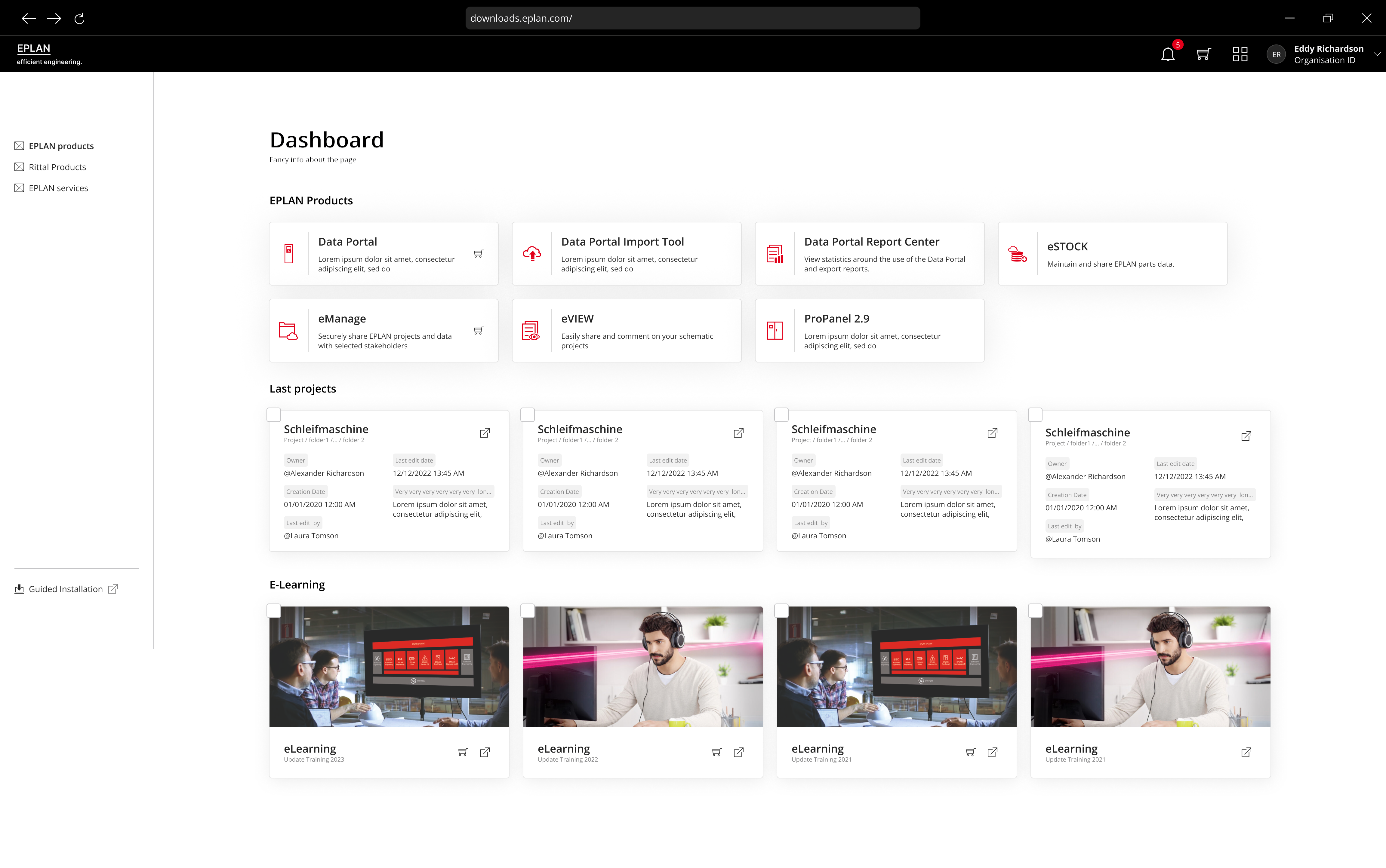 Tile and Card components in another product context